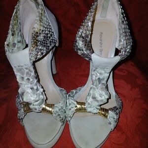 Alexandre Birman Women's White and Gold Heels